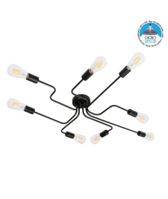 GLOBOSTAR® LIBERTA 00840 Μοντέρνο Φωτιστικό Οροφής με Ντουί 8 x E27 AC 220-240V IP20 - Μαύρο - Μ102 x Π72 x Υ10.5cm